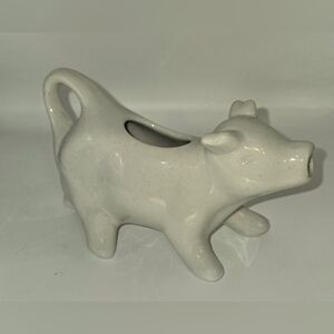 Vintage White Ceramic Glazed Country Style Cow Creamer Pitcher Farmhouse Decor